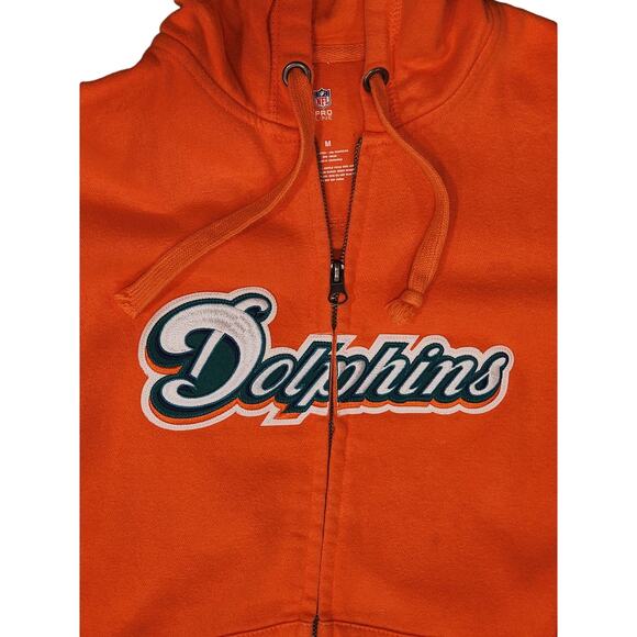 Miami Dolphins NFL Pro Line Orange Zip-up Fleece Hoodie Sweatshirt sz M Unisex - Picture 4 of 7